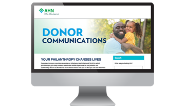 Donor Hub Website on Computer