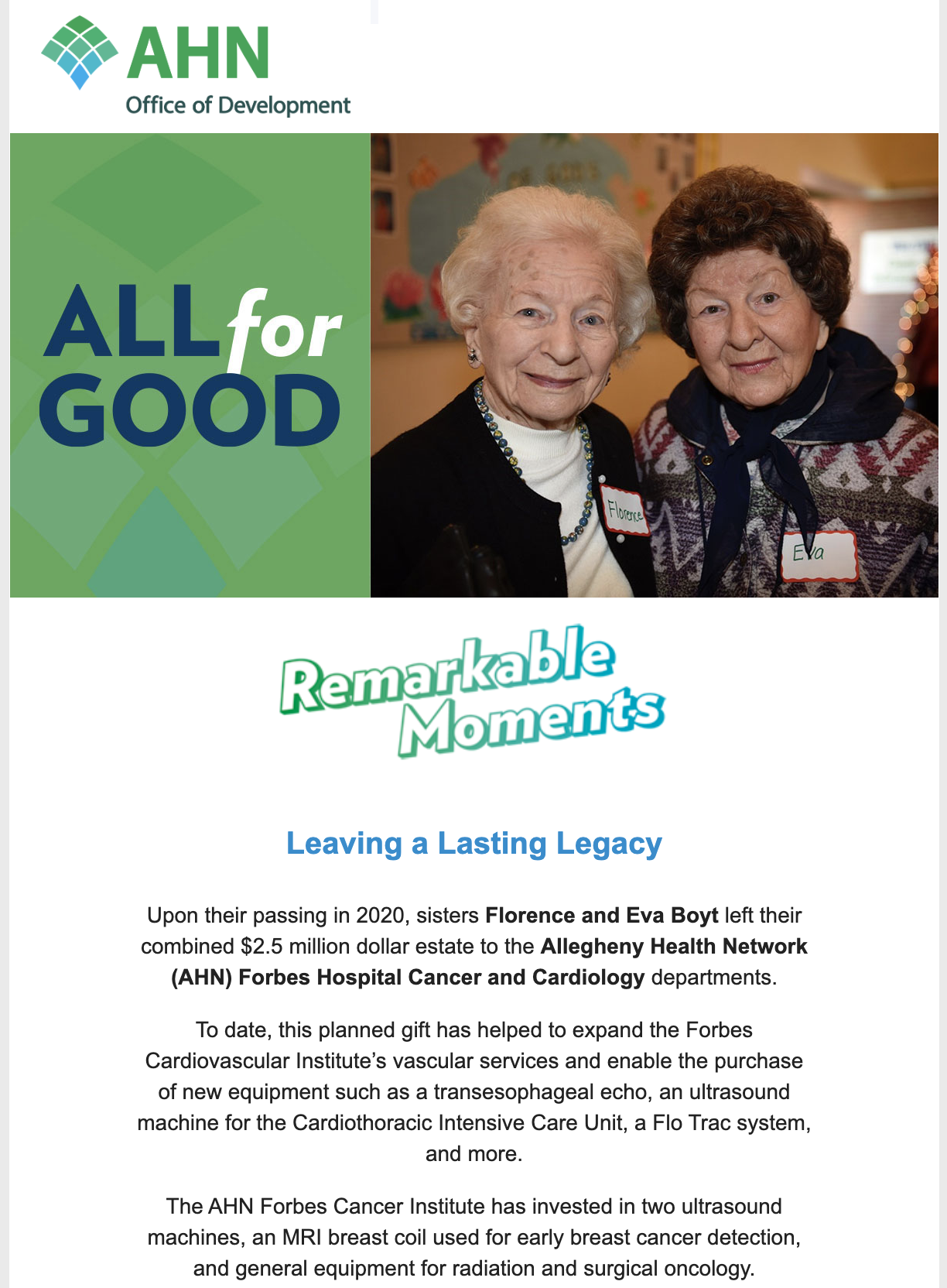 All for Good E-Newsletter Thumbnail